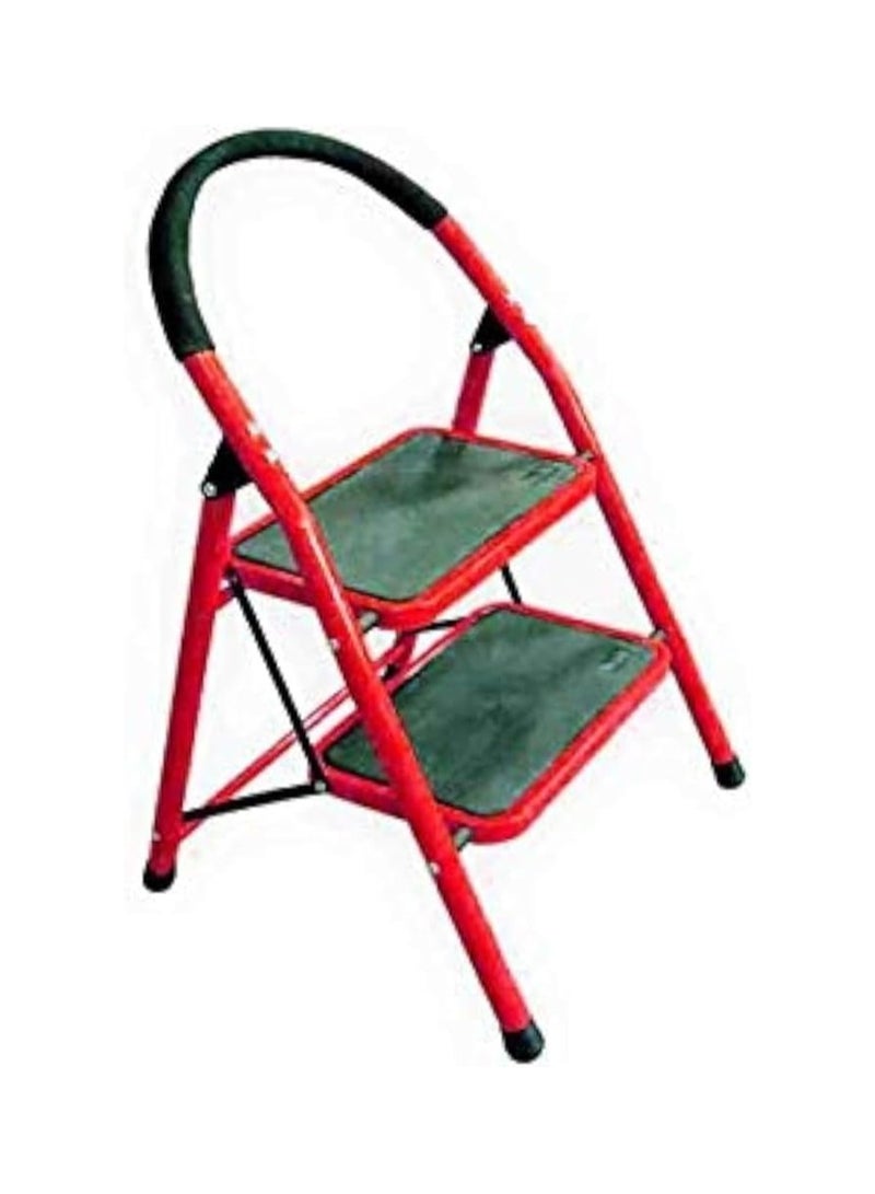 2-Step Red Kitchen Ladder Heavy Duty Folding Stool 150kg Capacity