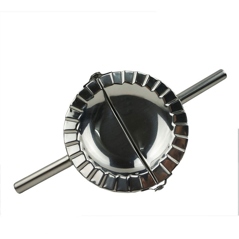 Proshopping Stainless Steel Dumpling Maker XLarge 5 Goya Empanada Press Mold Ravioli Mould Crimper Wraper Dough Cutter  for Pie Ravioli Chinese Dumpling Pastry with long handle XL 5 Dia