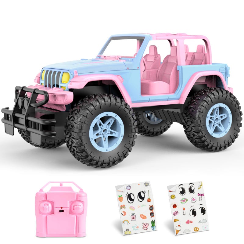 NQD Remote Control Car for Kids 116 Scale 80 Min Play 24Ghz Off Road RC Trucks with Stickers Toy Car Gift for Girls 3 4 5 6 Year Old - Image 2