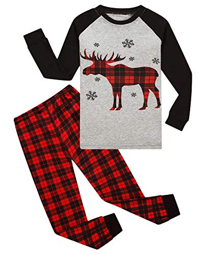 Dolphin Fish Dolphin&Fish Boys Christmas Pajamas Kids Sleepwear Long Sleeve Sets Toddler Cotton Clothes style-900 Size 8 Gray - Image 1