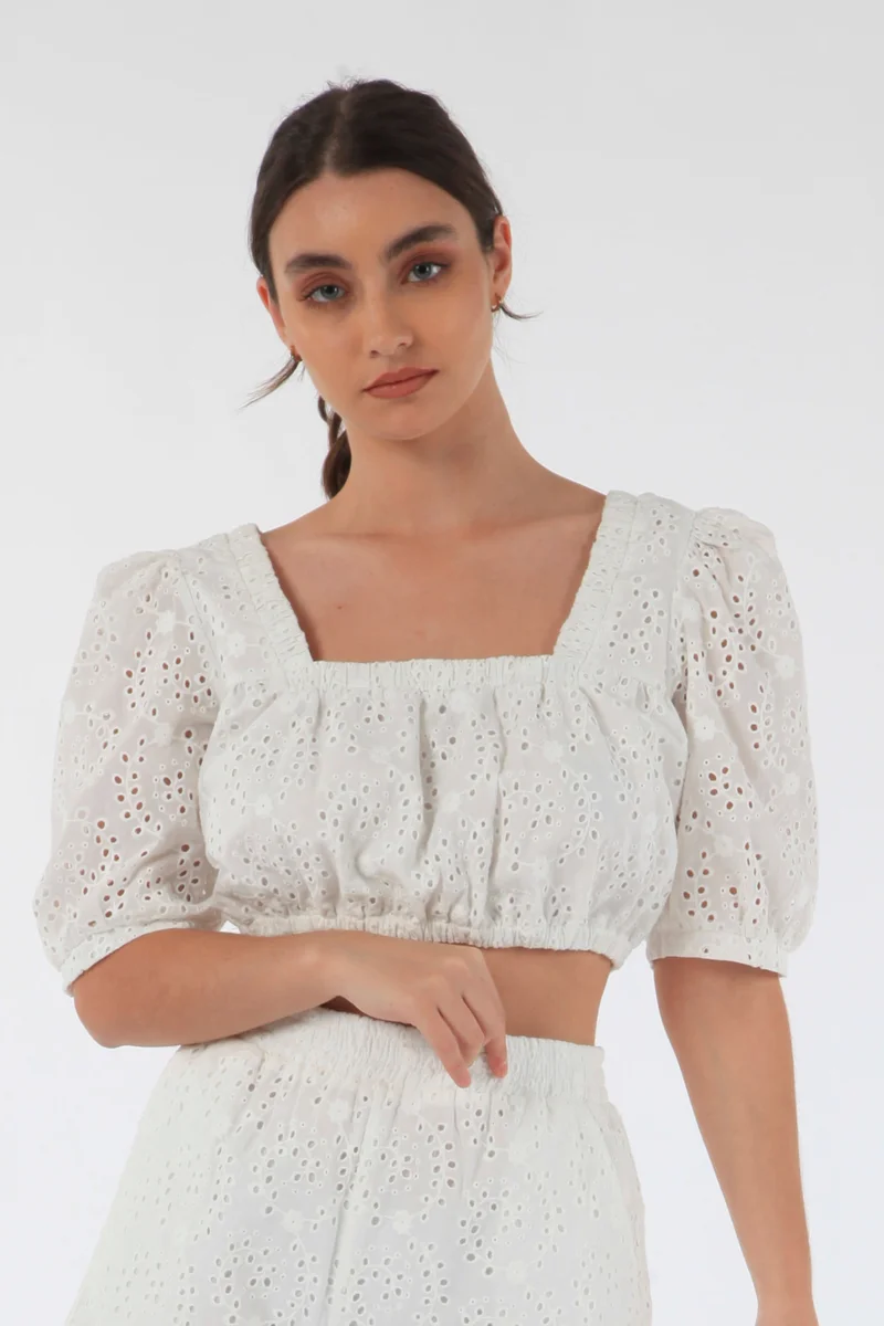 Double Second White Broderie Shorts