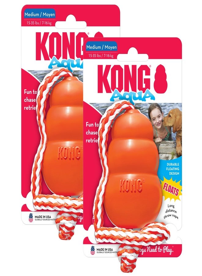 كونج لعبة KONG Aqua Classic للكلاب - عبوة من قطعتين - لعبة استرجاع عائمة للعب في الماء - مع حبل (متوسط) - Image 1