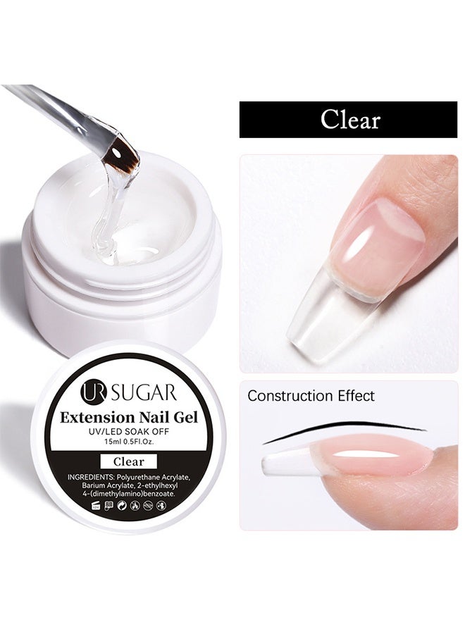 UR SUGAR Extension Nail Gel - UV/LED Camouflage Builder Gel for Nail Extension/Strengthening , Nail Sculpting Gel, Non-Sticky Hand Solid Builder Gel, Upgrade Hard Nail Extension Gel, 3D Sculpting Gel For Nail Art Design Salon Nail Art (#Clear) - Image 2
