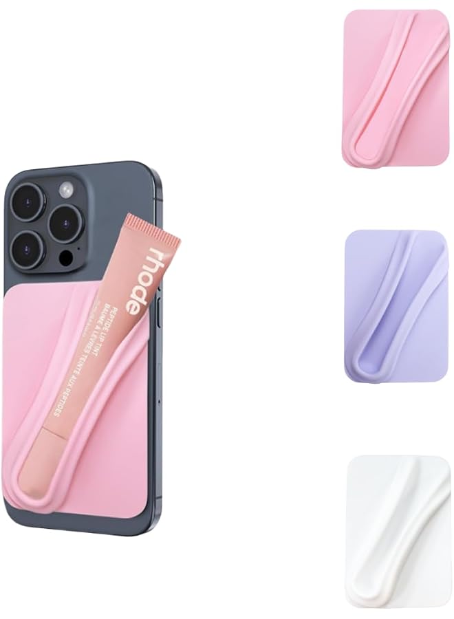 S-TOP 3Pcs Silicone Lipstick Phone Holder - Sticky Adhesive Back Bracket Stand for iPhone and Android Phones, Universal Phone Lip Gripper?White?Pink?Purple;? - Image 1