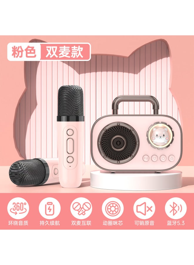 كوالتي ميكروفون مدمج بلوتوث مزدوج للعائلة - سماعة صغيرة محمولة عالية الجودة للغناء في الهواء الطلق - Image 1