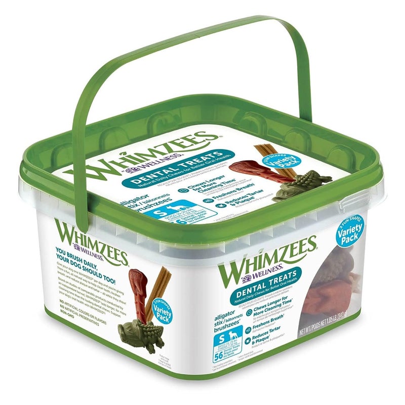Whimzees Wellness Variety Pack Dog Dental Treats, Natural Chews, Small Size, (56 Count)