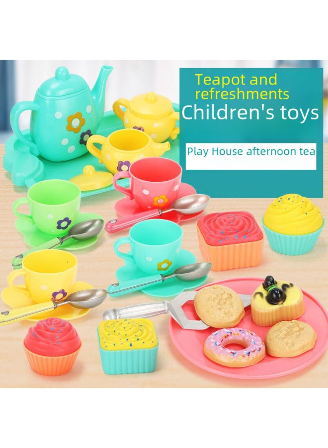 Children's Afternoon Tea Set Kitchen Play House Toys Girls Plastic Tea Pot Cup Utensils Baby Birthday Gift Toy Suit-Color:Section B -13-piece Set (only For Sale, Not For Domestic Sale) - Image 2