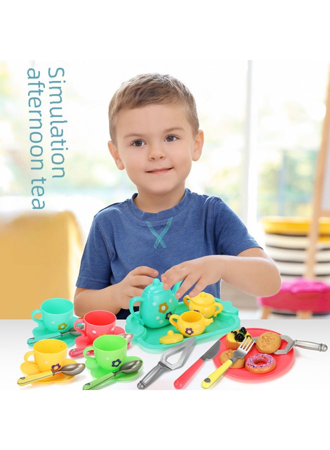 Children's Afternoon Tea Set Kitchen Play House Toys Girls Plastic Tea Pot Cup Utensils Baby Birthday Gift Toy Suit-Color:Section B -13-piece Set (only For Sale, Not For Domestic Sale) - Image 3