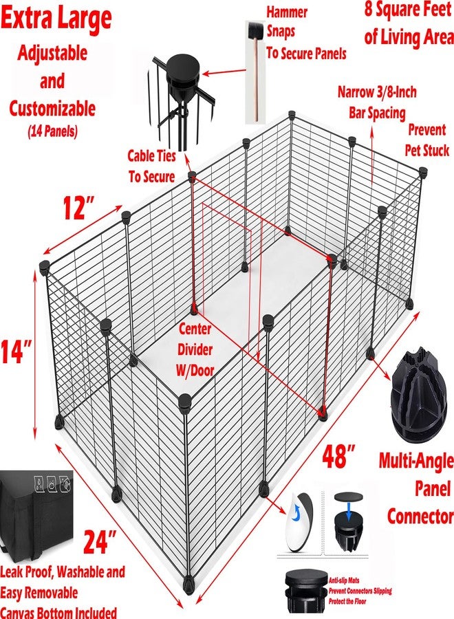 Mcage 48" Extra Large Guinea Pig Enclosure Hamsters Critters Turtles Habitat Playpen Center Divider Access Door Mouse Mice Play Ground Puppy Bunny Play Yard Waterproof Bottom Canvas - Image 2