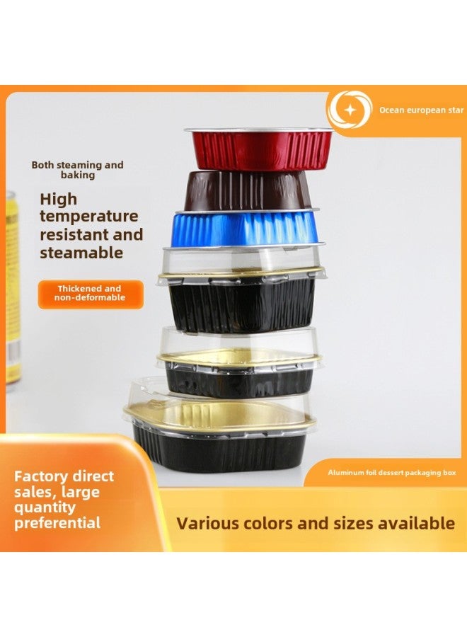 Square Dessert Packaging Box Disposable Aluminum Foil Dish Box Tiramisu Light Luxury Baking High Temperature Resistant Heatable-Specifications:112/30-250ml Uncovered Box (1000)-Color:Big Red - Image 2