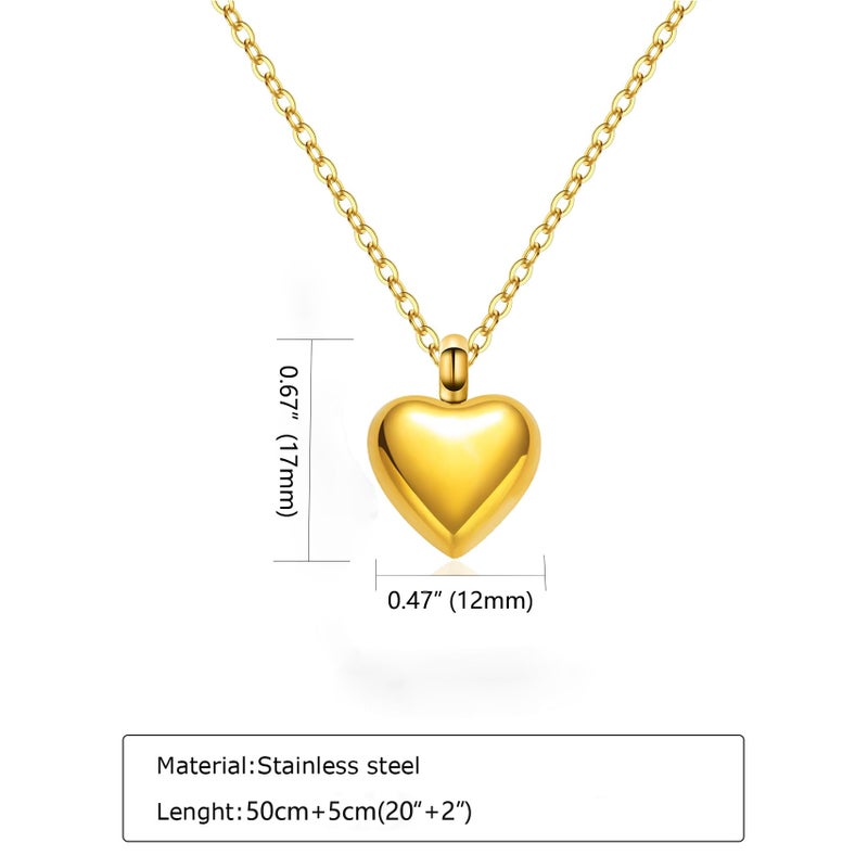 RIPFEVURN Cremation Jewelry Tiny Heart Urn Necklaces for Ashes for Women Men Stainless Steel Small Urn Locket for Human Ashes Holder Memorial Keepsake Pendant(Gold) - Image 2