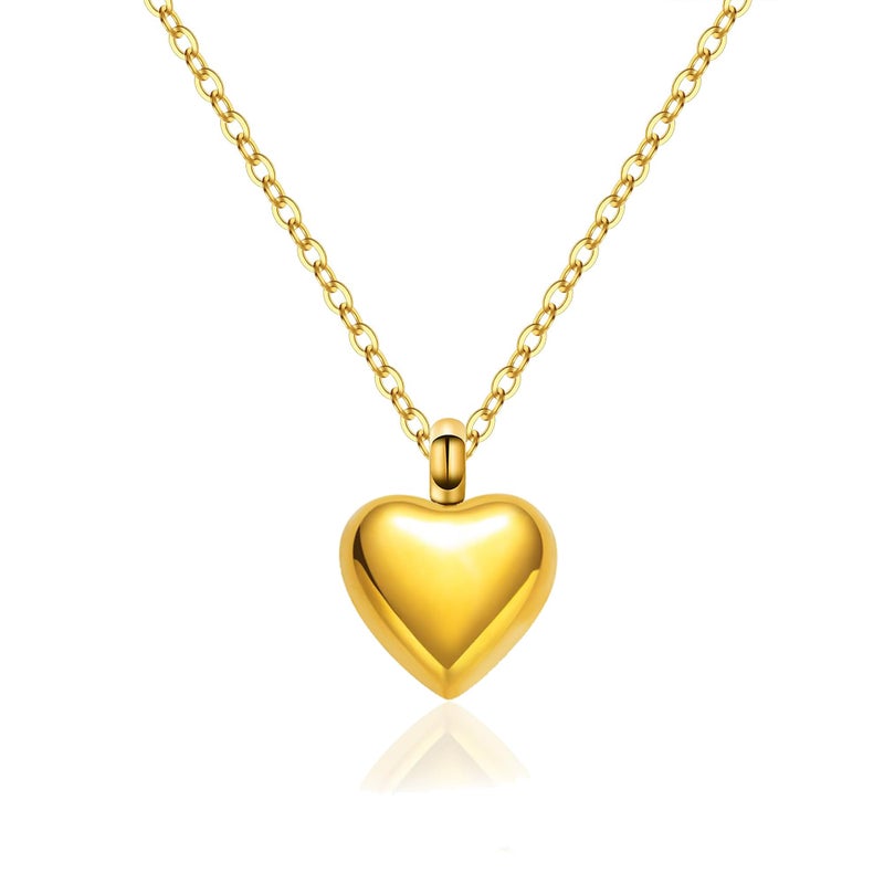 RIPFEVURN Cremation Jewelry Tiny Heart Urn Necklaces for Ashes for Women Men Stainless Steel Small Urn Locket for Human Ashes Holder Memorial Keepsake Pendant(Gold) - Image 1