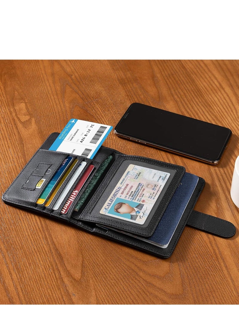 واي آند دي Passport Holder, with Card Slots, Travel Wallet Credit Case, RFID Blocking Covers Accessories for Women and Men, Family Business, Black, 1 Pcs - Image 5