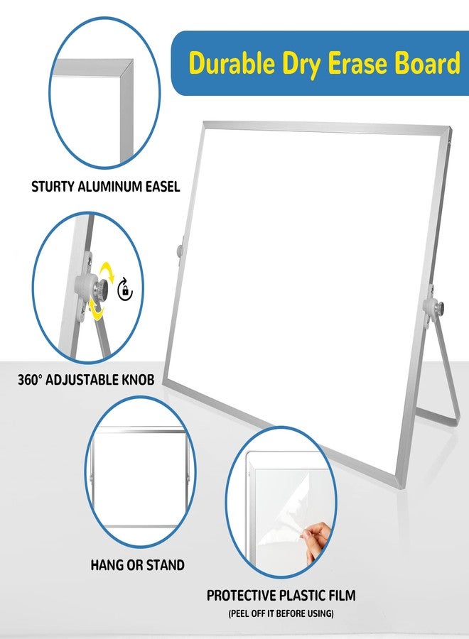 ABERLLS Dry Erase White Board, 16inX12in Large Magnetic Desktop Whiteboard with Stand, 10 Markers, 4 Magnets, 1 Eraser, Portable Double-Sided White Board Easel for Memo to Do List Desk Office - Image 4