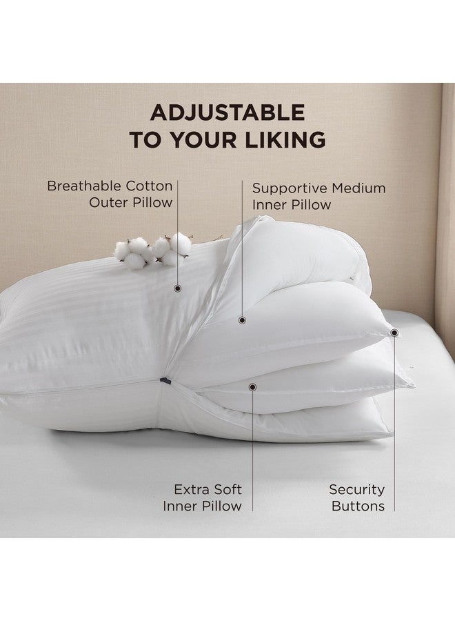 Bedsure Bedsure King Size Pillows Set of 2 - Firm Adjustable Layer Pillows with Cotton Cover, Fluffy Bed Pillows for Sleeping, Luxury King Pillows 2 Pack for Side, Back, Stomach Sleepers  - Image 3