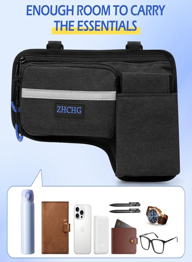 ZHCHG حقيبة جانبية مطورة للكراسي المتحركة من ZHCHG مزودة بحامل أكواب، وحقيبة مسند ذراع للكرسي المتحرك للمشاية، وحقيبة تخزين ملحقات الكراسي المتحركة - Image 4