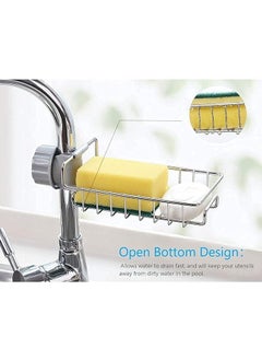 DMAYA Kitchen Sink Faucet Sponge Holder Organizer Over Stainless Steel Heavy Duty Thickening Hanging Drain Rack for scrubbers soap Bathroom Detachable no Suction Cup Bathroom soap Holder  - Image 3