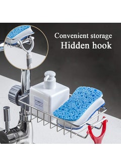 DMAYA Kitchen Sink Faucet Sponge Holder Organizer Over Stainless Steel Heavy Duty Thickening Hanging Drain Rack for scrubbers soap Bathroom Detachable no Suction Cup Bathroom soap Holder  - Image 4