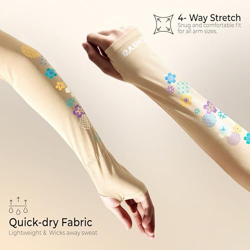 TVARRA Anti-Tan Fingerless Arm Sleeves for Women|UV Protection Hand Cover Sleeves for Bike Riding, Running & Outdoor Use,Dust & Summer Protection Arm Sleeves(Signature Collection) (Skin) - Image 4