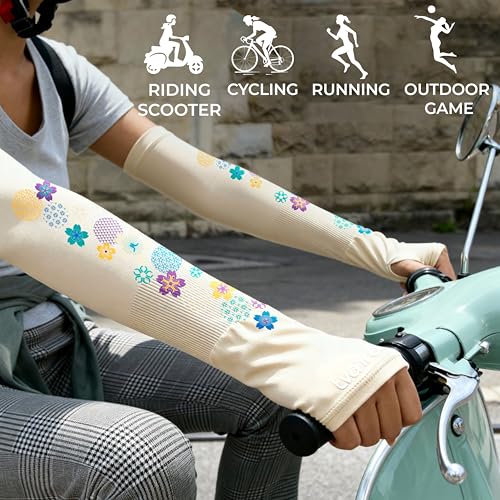 TVARRA Anti-Tan Fingerless Arm Sleeves for Women|UV Protection Hand Cover Sleeves for Bike Riding, Running & Outdoor Use,Dust & Summer Protection Arm Sleeves(Signature Collection) (Skin) - Image 3