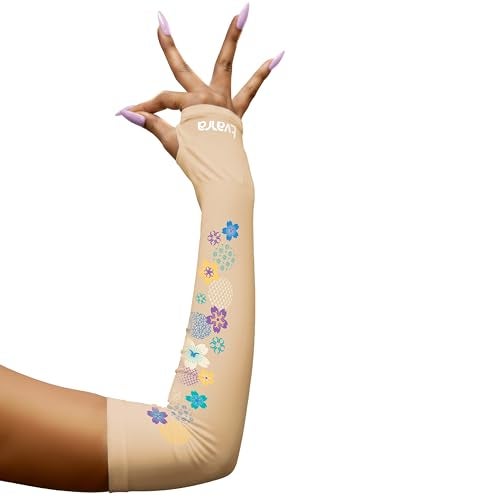 TVARRA Anti-Tan Fingerless Arm Sleeves for Women|UV Protection Hand Cover Sleeves for Bike Riding, Running & Outdoor Use,Dust & Summer Protection Arm Sleeves(Signature Collection) (Skin) - Image 1