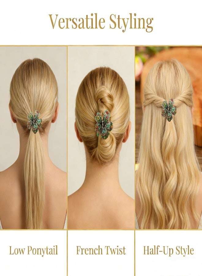 KGCGJVB Fancy Hair Clips for Women Unique Boho Floral Claw Clip Pretty Green Hair Accessories Stylish Bohemian Hair Claws Trendy Floral Clips Elegant Green Claw for Women - Image 3