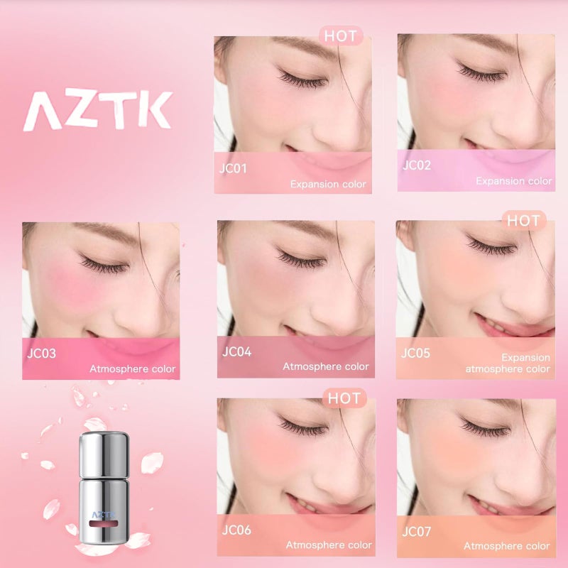 Aztk Liquid Blush, Aztk Jelly Color Liquid Blushes, Blush for Cheeks, Blushes Lotion with Sponge Head, High-Pigment, Long-Lasting, Waterproof, Matte Finish, 5ml (JC02) - Image 3