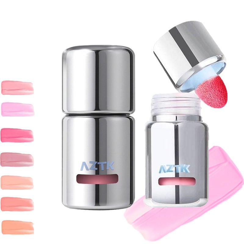 Aztk Liquid Blush, Aztk Jelly Color Liquid Blushes, Blush for Cheeks, Blushes Lotion with Sponge Head, High-Pigment, Long-Lasting, Waterproof, Matte Finish, 5ml (JC02) - Image 1