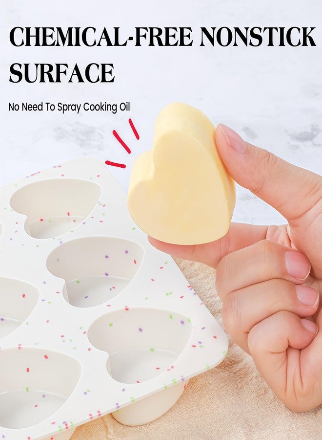 AOTASO 2 Inch Small Heart Shaped Silicone Molds for Chocolate, Candy, Cake, Soap (Set of 2, Cream) - Image 2