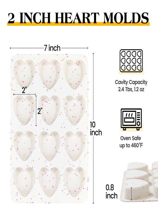 AOTASO 2 Inch Small Heart Shaped Silicone Molds for Chocolate, Candy, Cake, Soap (Set of 2, Cream) - Image 4