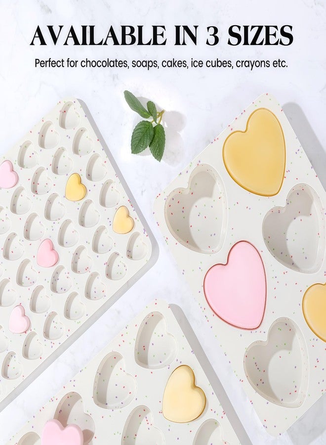 AOTASO 2 Inch Small Heart Shaped Silicone Molds for Chocolate, Candy, Cake, Soap (Set of 2, Cream) - Image 3
