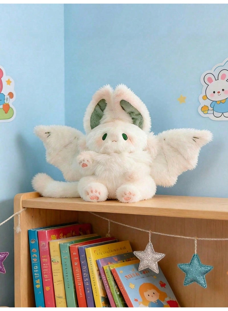 دمية أرنب الوطواط المحشوة – لعبة قطنية ناعمة بحجم 28 سم/11 إنش مع أجنحة لطيفة، أذنين كبيرتين، عيون جذابة، ولمسات خضراء – مثالية كهدايا عيد الفصح، عيد الميلاد، وأعياد الميلاد، لعبة كاوايي، ديكور منزلي، وزينة سيارة - Image 3