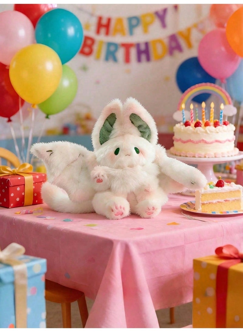 دمية أرنب الوطواط المحشوة – لعبة قطنية ناعمة بحجم 28 سم/11 إنش مع أجنحة لطيفة، أذنين كبيرتين، عيون جذابة، ولمسات خضراء – مثالية كهدايا عيد الفصح، عيد الميلاد، وأعياد الميلاد، لعبة كاوايي، ديكور منزلي، وزينة سيارة - Image 4