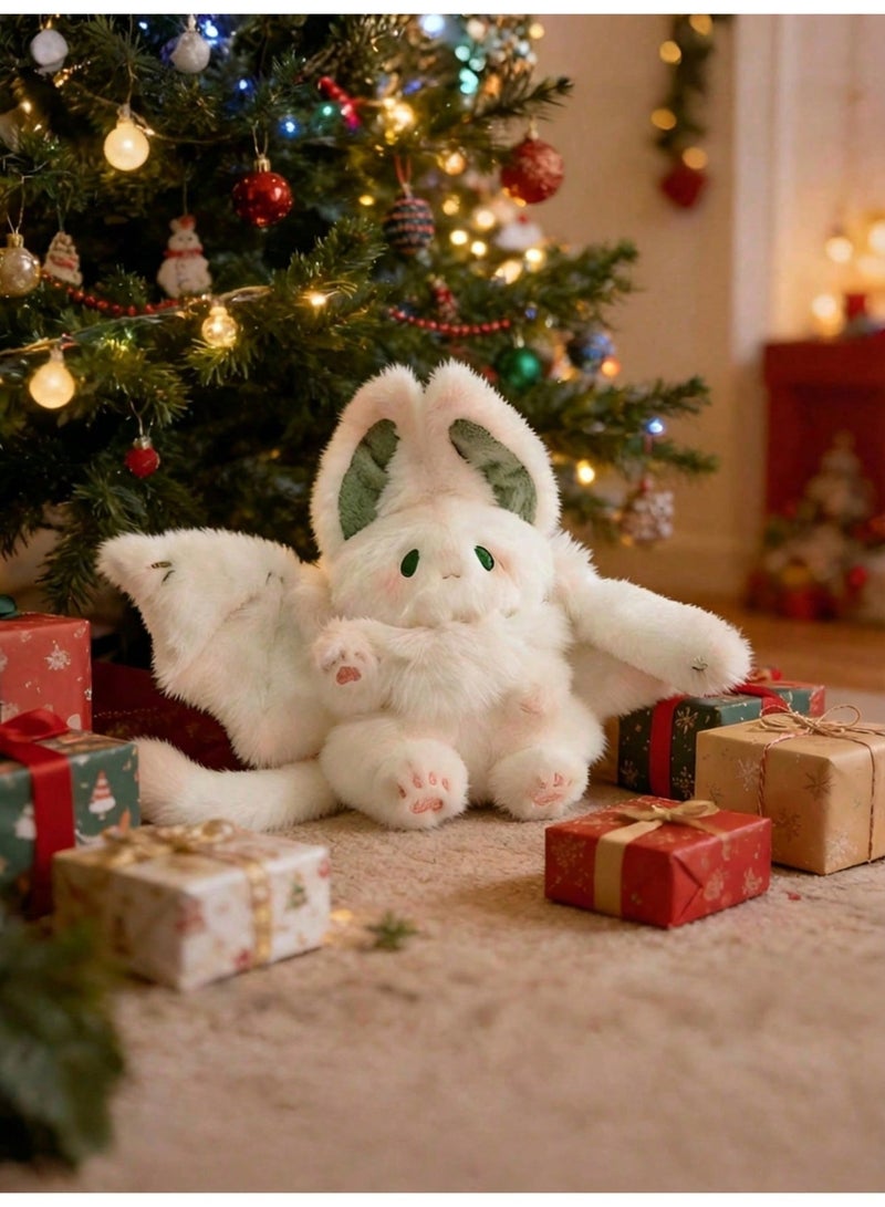 دمية أرنب الوطواط المحشوة – لعبة قطنية ناعمة بحجم 28 سم/11 إنش مع أجنحة لطيفة، أذنين كبيرتين، عيون جذابة، ولمسات خضراء – مثالية كهدايا عيد الفصح، عيد الميلاد، وأعياد الميلاد، لعبة كاوايي، ديكور منزلي، وزينة سيارة - Image 5