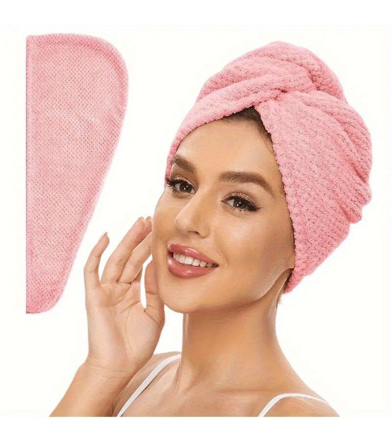 أناناس شبكة وردي منشفة شعر من microfiber سريعة الجفاف شديدة الامتصاص مناسبة للشعر المجعد - Image 2