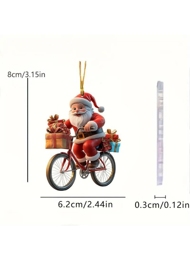 New cartoon Santa Claus cycling gift car interior acrylic pendant bag keychain decoration