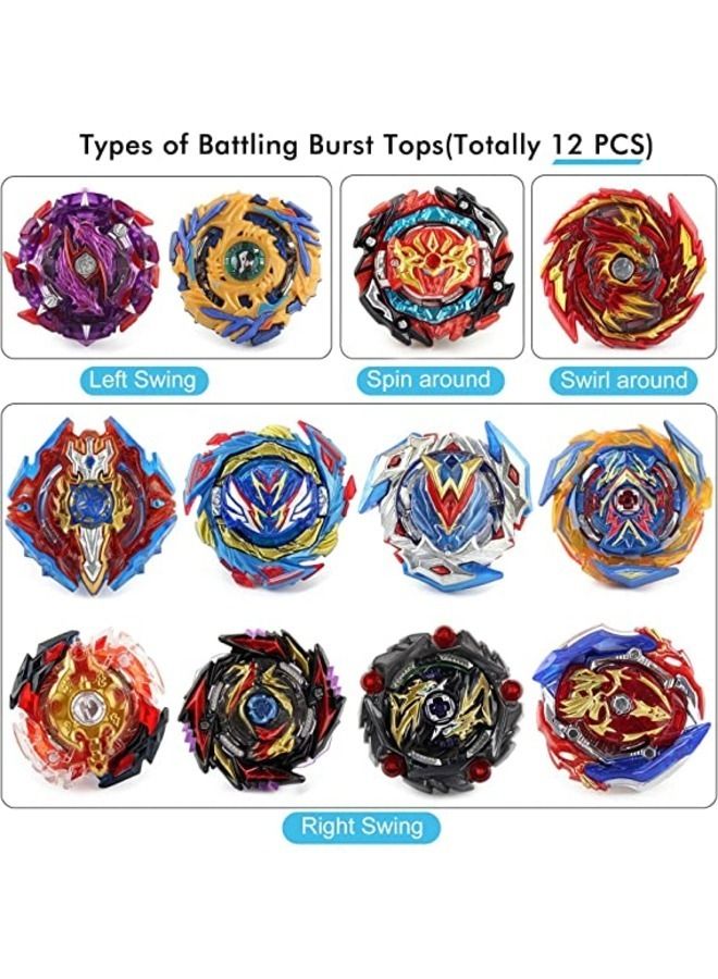 12 Piece set Battle Tops Case Toy 4d Fusion Metal Master Rotating Gyro Toy Set With Launcher, Storage Box And Other Accessories  - Image 5