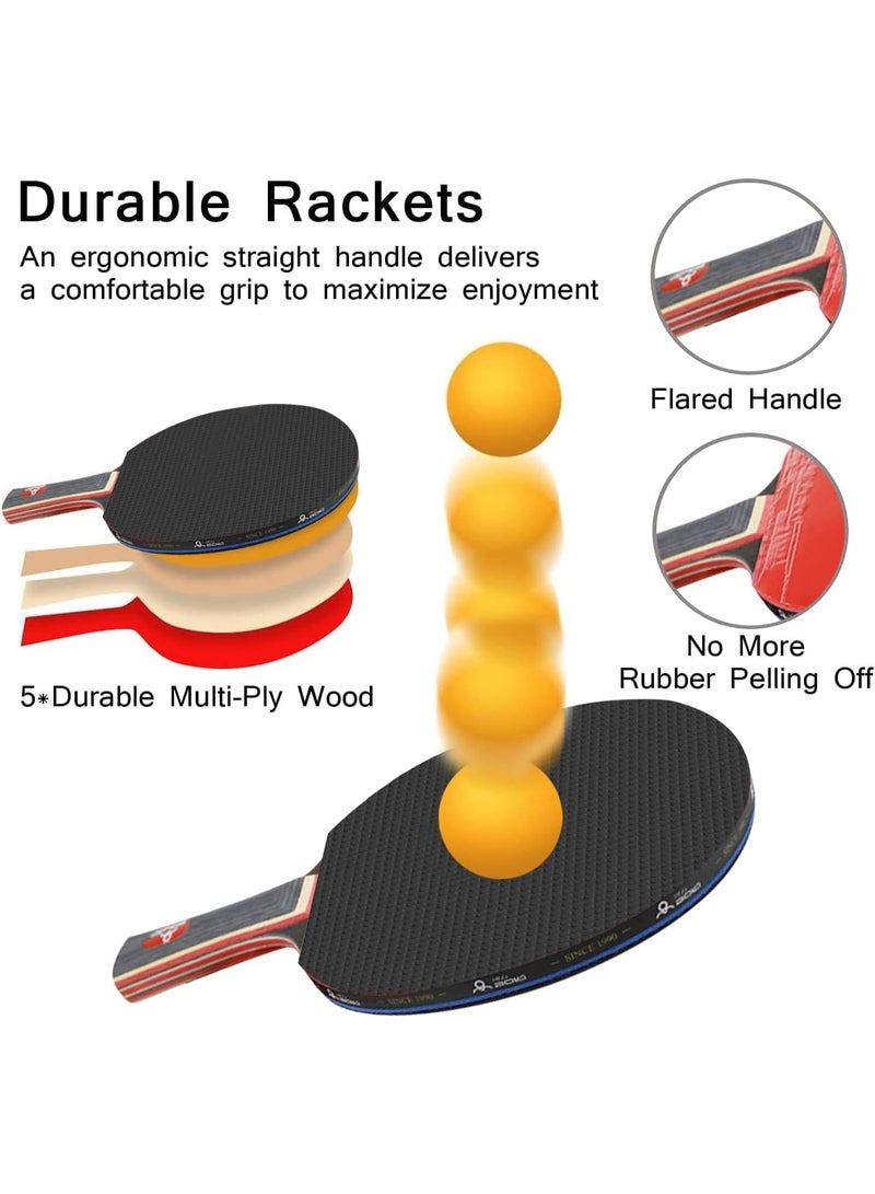 Soofam Table Tennis Paddle Set, with Retractable Ping Pong Net, 4 Professional Table Tennis Rackets, 2 Balls, Storage Case, Ideal Indoor and Outdoor Table Tennis Rackets Set Family Fun, Gift - Image 2