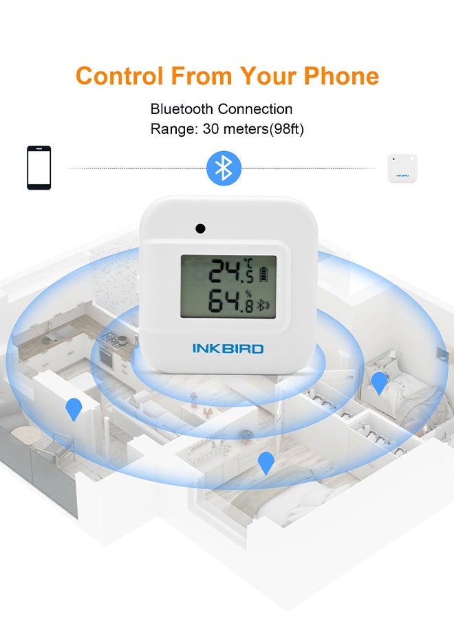 INKBIRD - Smart Thermometer Temperature And Humidity Monitor Hygrometer Indoor, Free App For Ios And Android Ibs-Th2 Plus Version Supports External Temperature Probe And Digital Display - Image 1