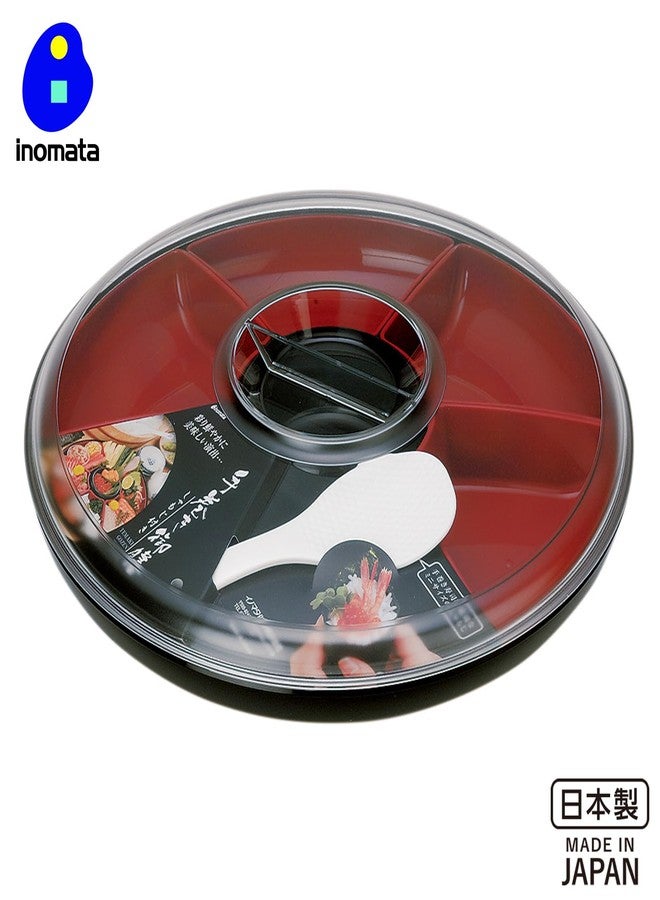 Inomata JapanBargain 3023, Japanese Divided Serving Plate Cover Appetizer Tray With Lid Temaki Hand Roll Sushi Making Kit Made in Japan, Six Compartments - Image 4