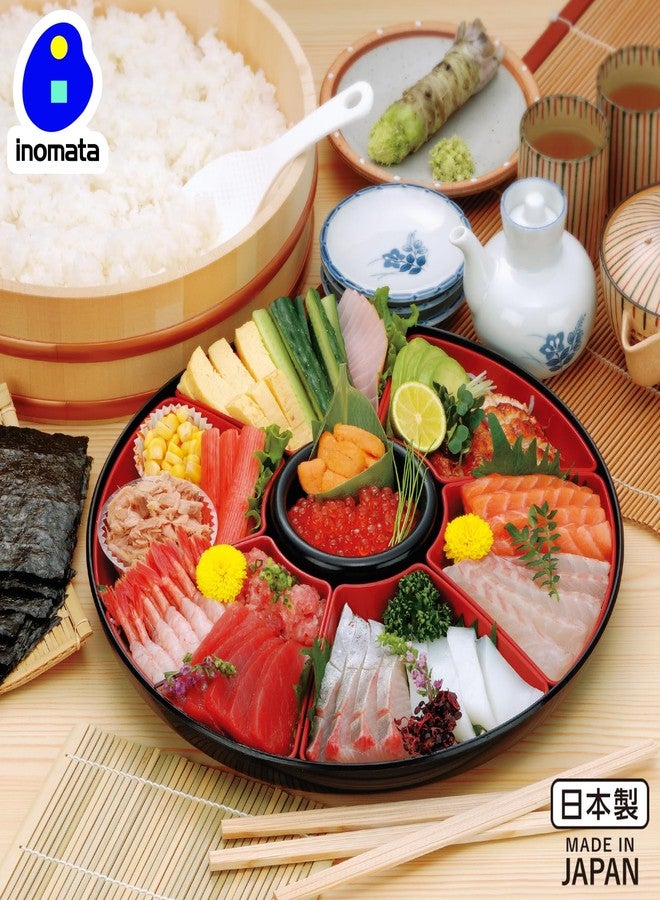 Inomata JapanBargain 3023, Japanese Divided Serving Plate Cover Appetizer Tray With Lid Temaki Hand Roll Sushi Making Kit Made in Japan, Six Compartments - Image 2
