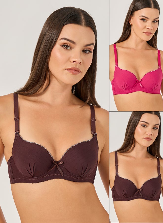 Styli Pack of 2 - Padded Non-Wired T-Shirt Bra with Contrast Trim  - Image 1