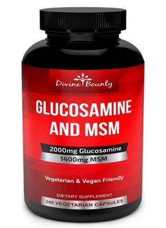 Divine Bounty Glucosamine Sulfate Supplement (2000mg per Serving) with MSM - 240 Small Vegetarian Capsules - No Shellfish, GMO's or Harmful Additives  - Image 1