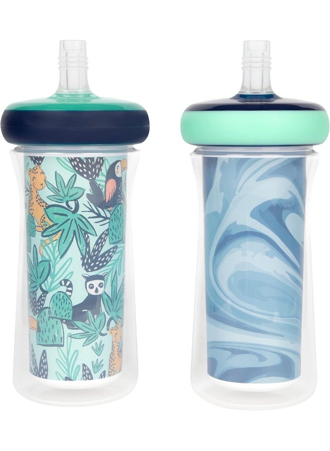 the FIRST years The First Years Insulated Straw Cup for Toddlers 2pk – Wild and Free & Marbled – Dark Blue  - Image 1