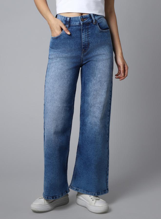 HIGH STAR High Rise Faded Wide Leg Jeans - Image 1