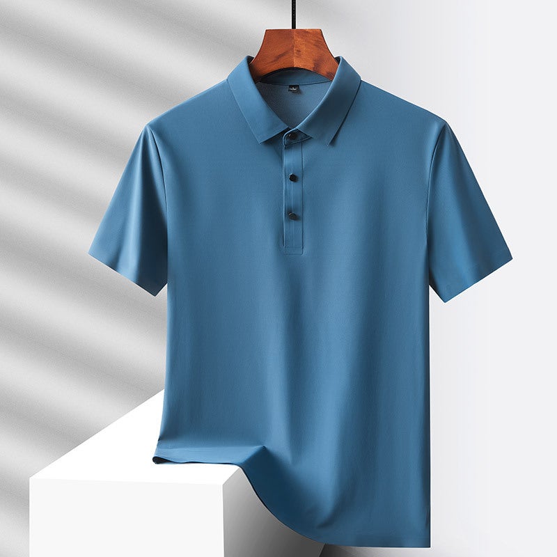 Explosions Nylon Fabric Dad Summer Middle-Aged Men'S Short-Sleeved T-Shirt Summer Ice Silk Quick-Drying Middle-Aged And Elderly Loose - Image 1