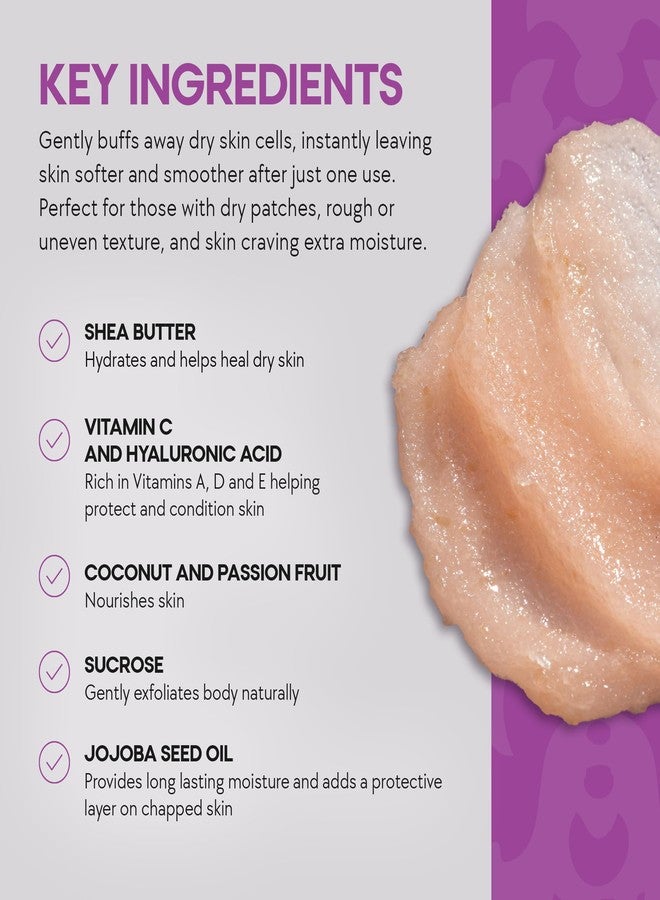 Dermasuri Exfoliating Sugar Scrub - Body Scrubber for Men & Women - Exfoliates & Removes Dead & Dry Skin for a Soft & Radiant Glow - Deep Hydration & Moisture - Coconut Passion Fruit - Image 2