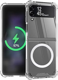 ioiFour for Samsung Galaxy Z Flip 3 Magnetic Clear Case, Compatible with Wireless Charger and Magsafe Card Wallet, Simplistic Transparent Shockproof and Drop-Proof Case