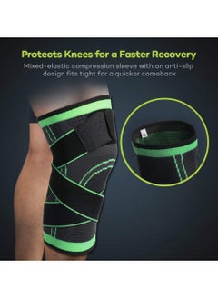 Generic Vitoki Knee Supports for Arthritis Joint Pain 1 Pack, Knee Brace for Men & Women Knee Sleeve for Meniscus Tear ACL Running Workout Basketball Gym Green  - Image 3