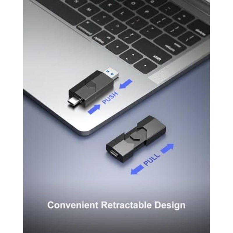 2 in 1 USB C Stick USB 3.0 Flash Drive Retractable USB Type-C Memory Stick USB C and A Thumb Drive for iPhone 15 iPad Pro Android Smartphone Laptop PC - Image 4